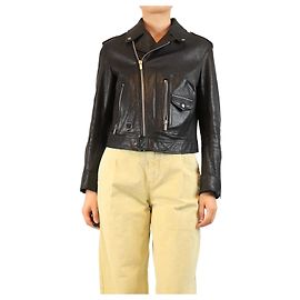 Dior Black leather biker jacket - size UK 10 Black