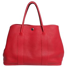 Hermès Bolsa tote de couro Red Garden Party 36 Vermelho