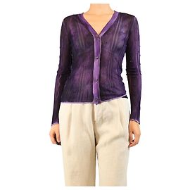 Bottega Veneta Lila transparenter Strickcardigan - Größe UK 10 Lila