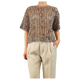 Brunello Cucinelli Neutral verzierter Open-Knit-Strickpullover - Größe L Andere