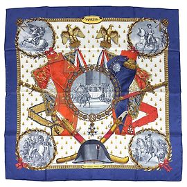 Hermès Sciarpa Hermes Carre 90 Napoleon Rosso Multicolore Blu navy