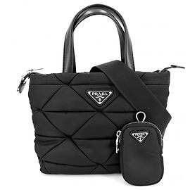 Piccola borsa tote imbottita da donna Prada Nero