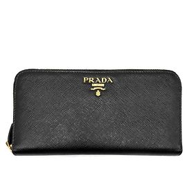 Prada Damen-Langgeldbörse Schwarz