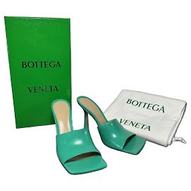 Bottega Veneta Sandales Stretch Cuir Acid Turquoise Vert