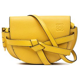 LOEWE Bolsa Transversal Gate Mini de Couro Amarelo Amarelo Mostarda