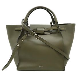 Céline Celine Big Bag em couro de bezerro liso verde, tamanho pequeno Verde Verde oliva