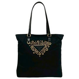 Prada Black Embellished Tessuto Tote Black