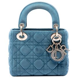 Lady Dior mini in velluto blu Cannage Blu