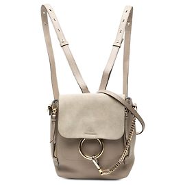 Mochila Faye pequena de couro de bezerro e camurça marrom Chloé Marrom Taupe
