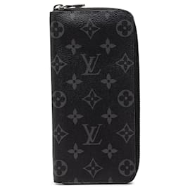 Louis Vuitton Black Monogram Eclipse Vertical Zippy Wallet Black