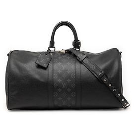 Louis Vuitton Black Taiga Keepall Bandouliere 50 Black