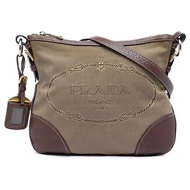 Bolsa transversal Prada em lona bege Canapa com logótipo Bege