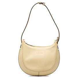 LOEWE White Embossed Leather Logo Hobo White Cream