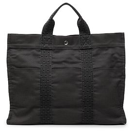 Hermès Gray Canvas Herline MM Marron Gris anthracite