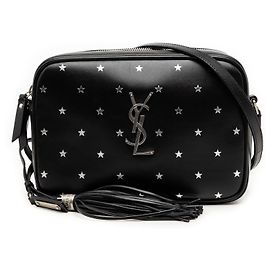 Bolsa Camera Lou Tassel em couro de bezerro preto com monograma de estrela Saint Laurent Preto