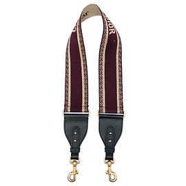 Dior Red Embroidered Canvas Bag Strap Red Dark red