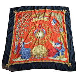 Hermès Carré Liberté Égalité Fraternité Seidentuch 90x90 cm Schwarz Weiß Rot Blau Gold hardware
