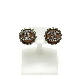 Chanel 02C Rhinestone Coco Mark Stud Earrings Silvery Pink