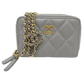 Chanel AP2308 Matelassé Chain Wallet/Coin Case Shoulder Bag Castaño