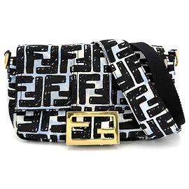 Borsa a tracolla Zucca da uomo e donna Fendi Nero Bianco Blu