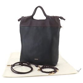 Borsa Tote Flamenco Loewe Nero Marrone scuro