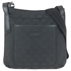 Borsa a tracolla Gucci GG Canvas e pelle Nero