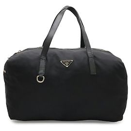 Mini sac Boston avec logo Triangle Prada Noir