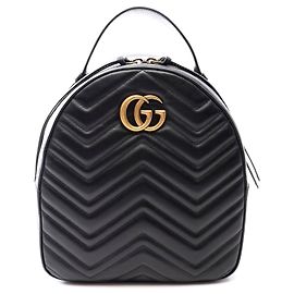 Gucci GG Marmont Rucksack aus Leder Schwarz
