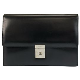 Gucci Black Leather Clutch Bag Black