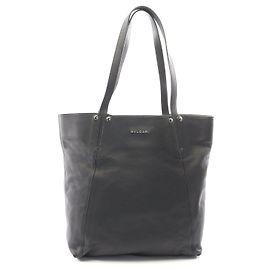 Bulgari Borsa Tote in pelle con logo Bvlgari Nero