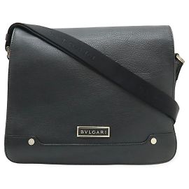 Bulgari Bvlgari Urban Leather Messenger Bag Black