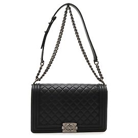 Borsa Chanel Boy Matelasse in agnello con catena Nero