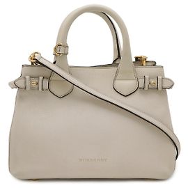 Bolsa Burberry Banner Small Side Check em couro e lona Marrom Bege
