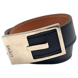 Choker LOEWE de couro preto e prata Preto