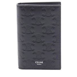 Céline Celine Leather Vertical Card Holder Trionf Black