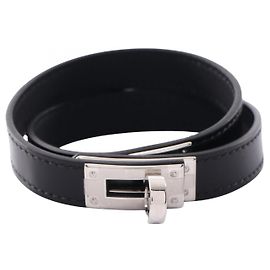 Hermès Pulseira Kelly Double Tour em couro de vitelo Hermes Preto