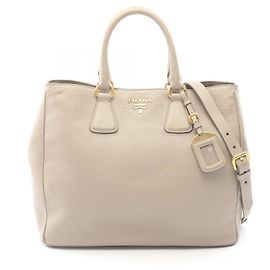 Bolso tote 2way de cuero VIT.DAINO Prada Castaño Beige