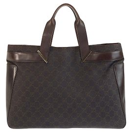Sac cabas en toile GG marron et cuir Gucci Marron