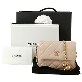 Chanel Mini Bolsa de Ombro e Transversal com Bolas Douradas Rosa