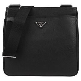 Prada Triangle Logo Vito Messenger Bag Black