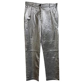 Etro Metallic-Hose aus silberner Viskose Silber Metallisch