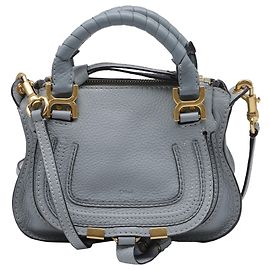 Bolsa Pebbled Mini Marcie da Chloé em couro azul claro Azul Azul claro