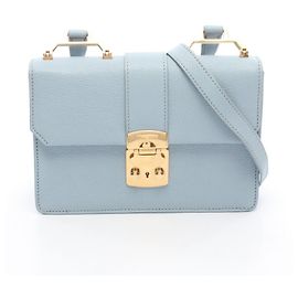 Bolsa de ombro em couro Madras Miu Miu Azul
