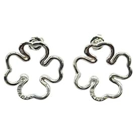 Orecchini Chanel Clover Silver Argento Metallico