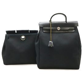 Hermès Hermes Herbag A Dos PM Canvas Leather Rucksack Schwarz