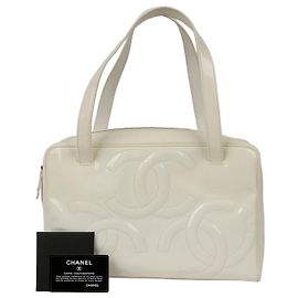Chanel Borsa Bowling con logo Triple Cc Bianco