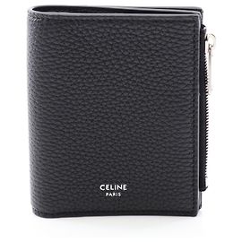 Céline CELINE Compact Wallet Leather Wallet Black