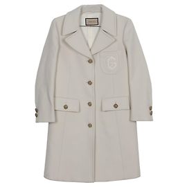 Gucci Double Embroidered Coat White
