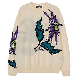 Louis Vuitton Tussle Intarsia Strickpullover Größe XXL Weiß
