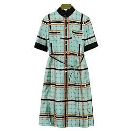 Gucci Gg Belt Print Dress Size Blue